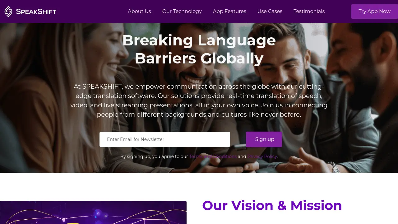 Screenshot of SPEAKSHIFT