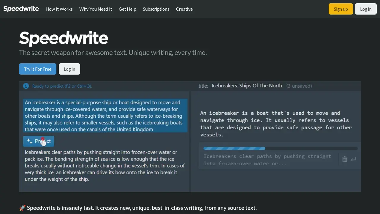 Screenshot of Speedwrite