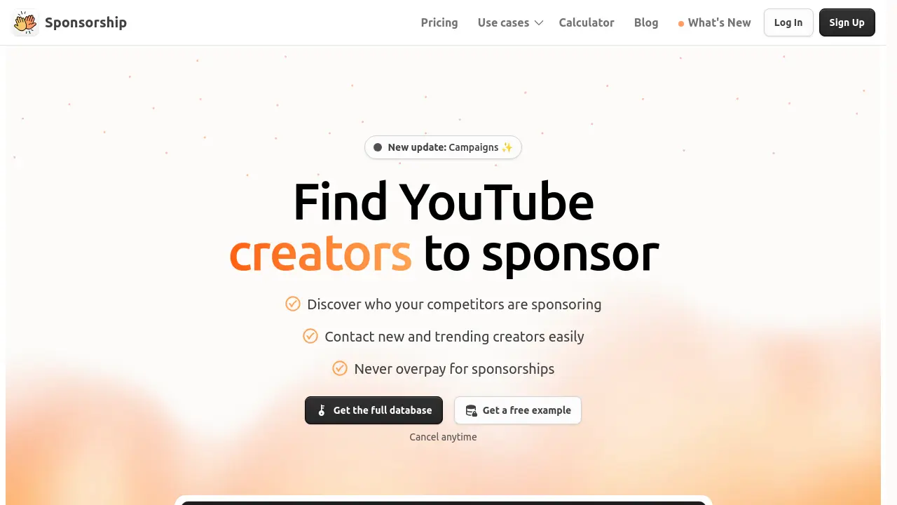 Screenshot of Sponsorship