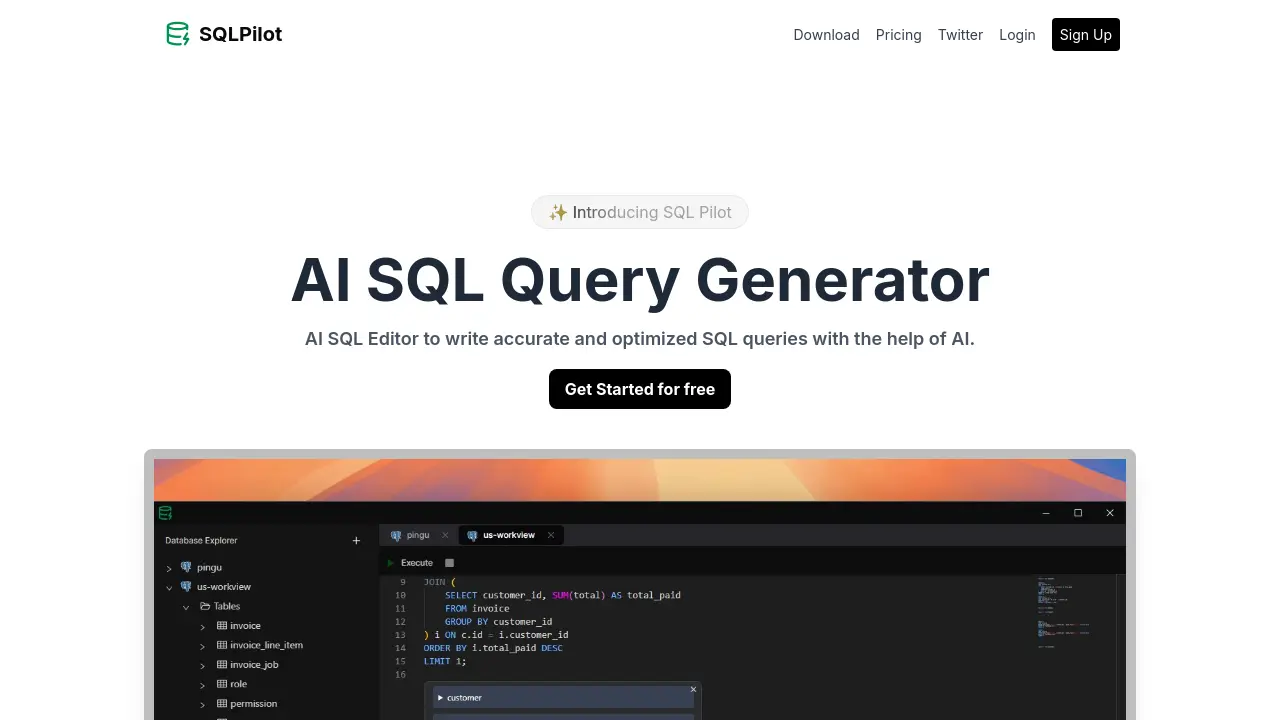 Screenshot of SQLPilot
