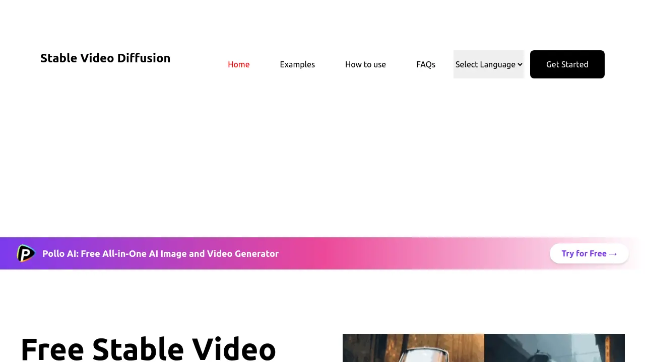Screenshot of Stable Video Diffusion Online