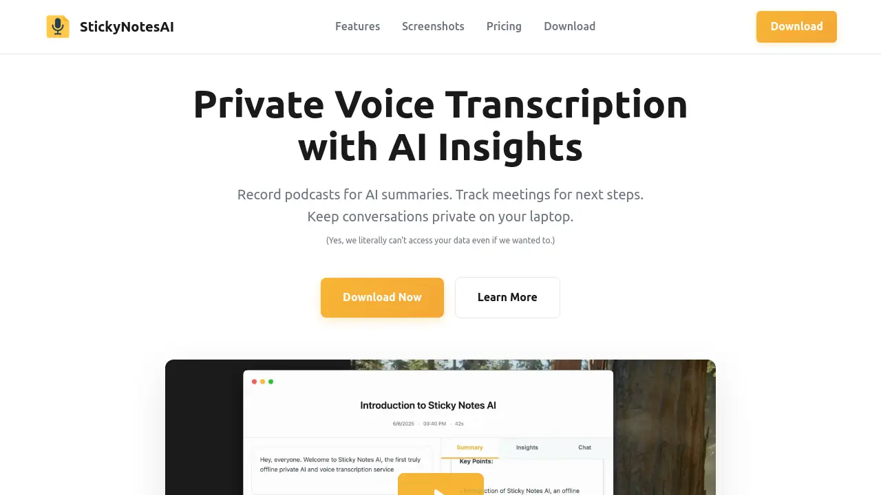 Screenshot of StickyNotesAI