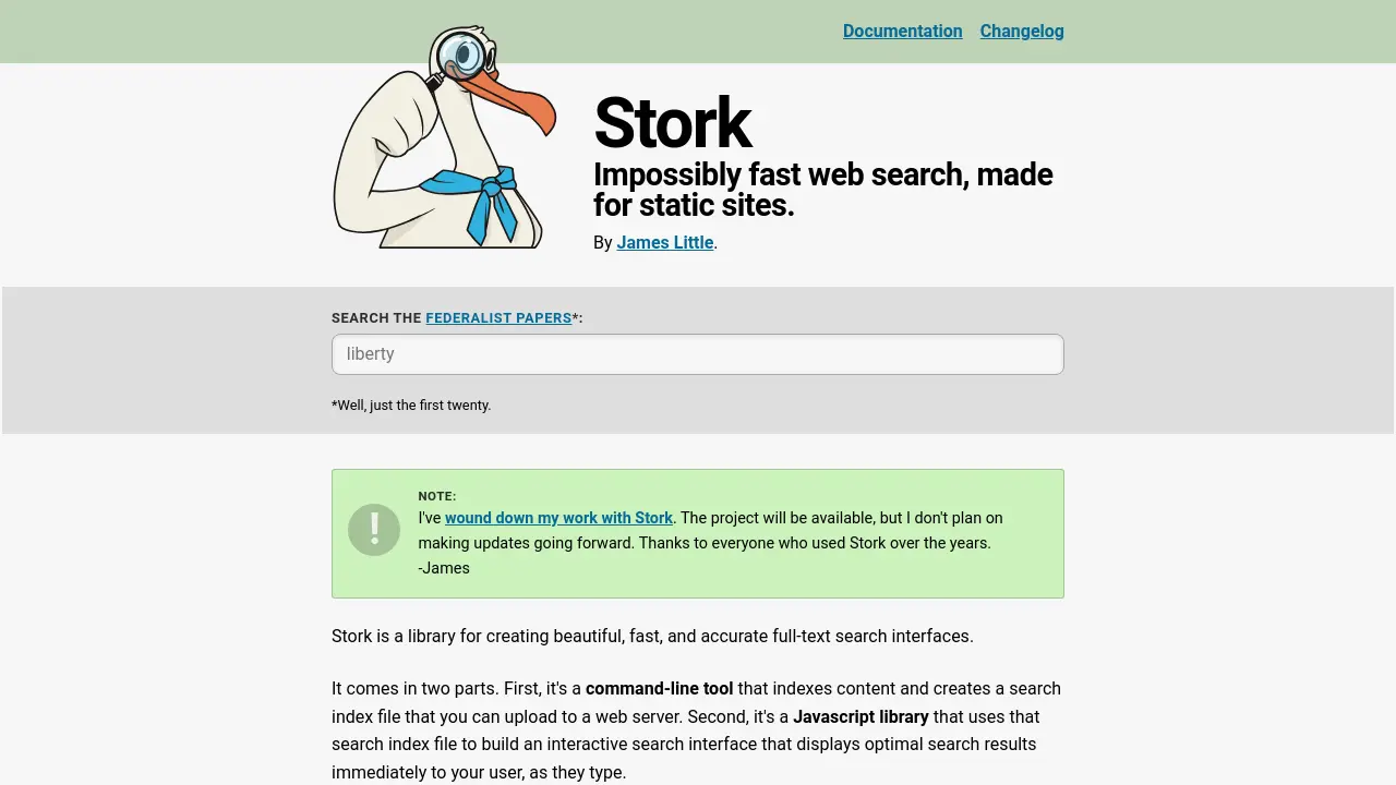 Screenshot of Stork