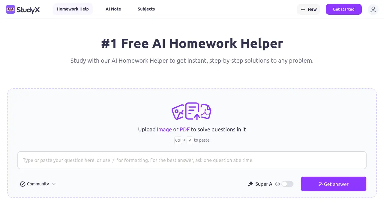 Screenshot of StudyX