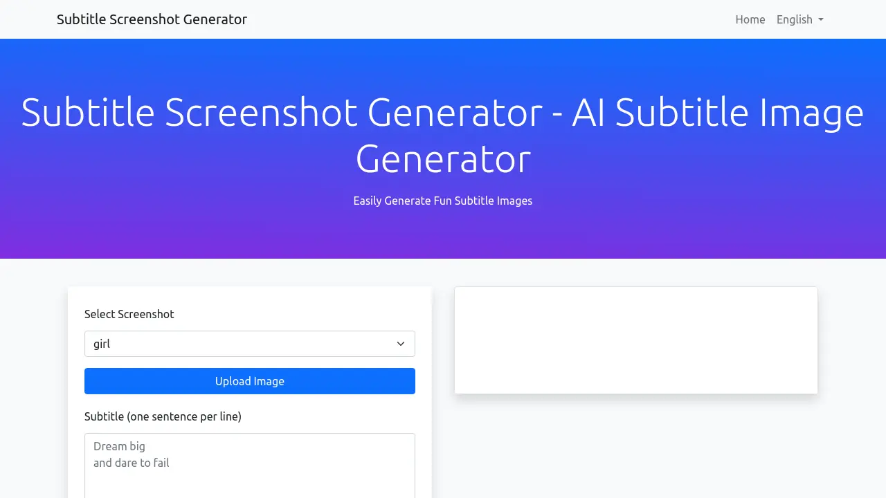 Screenshot of Subtitle Screenshot Generator - AI Subtitle Image Generator