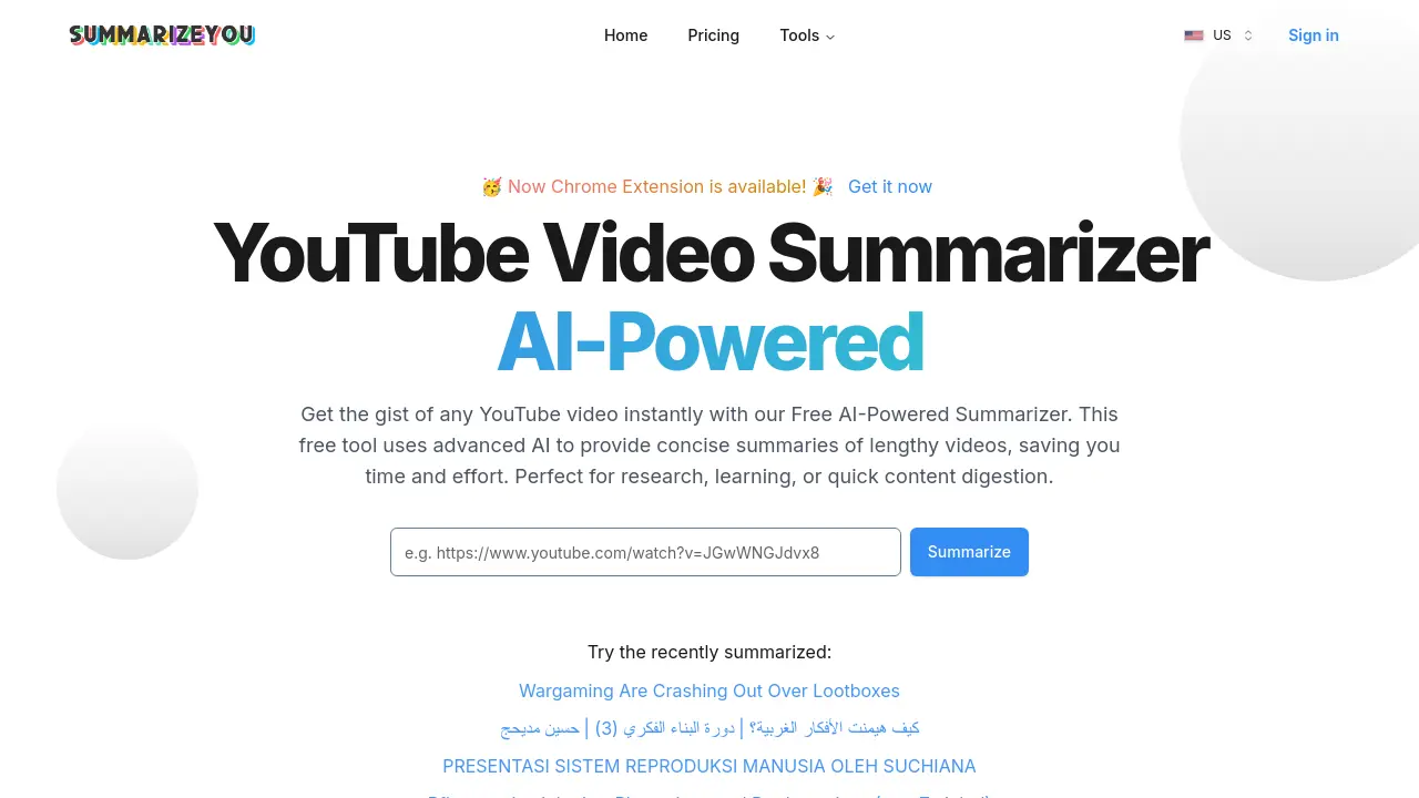 Screenshot of SummarizeYou