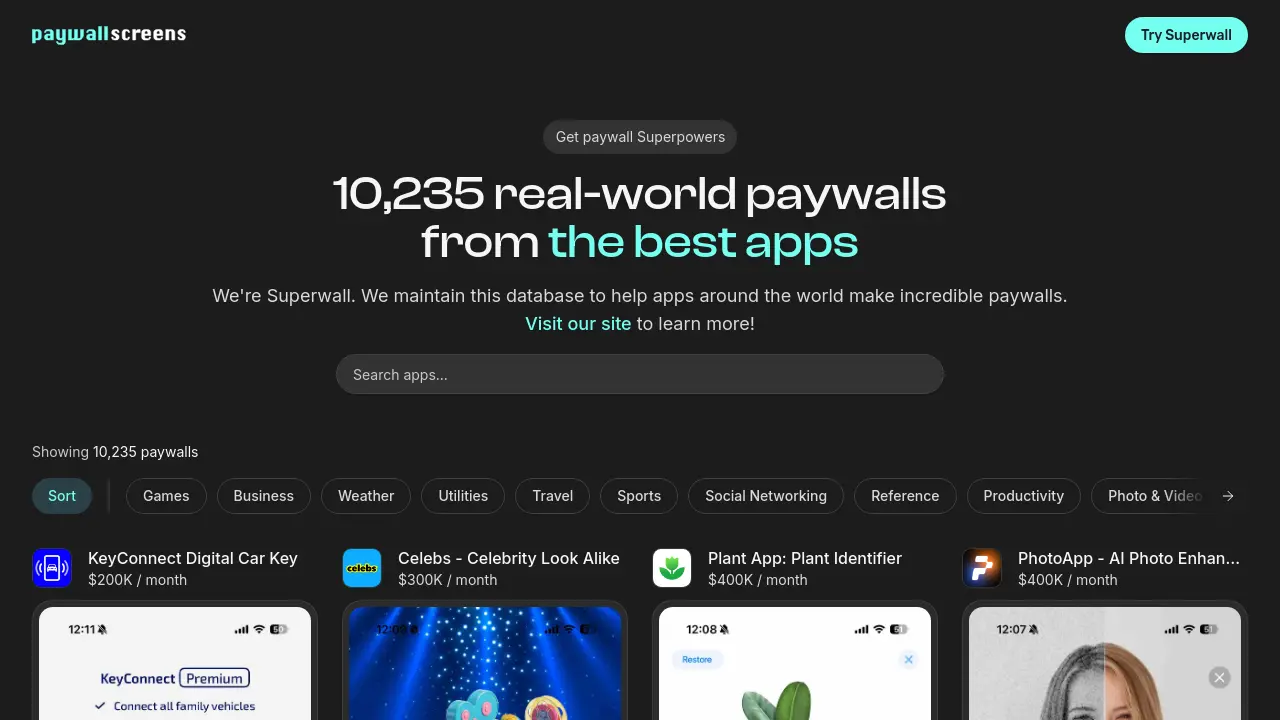 Screenshot of Superwall