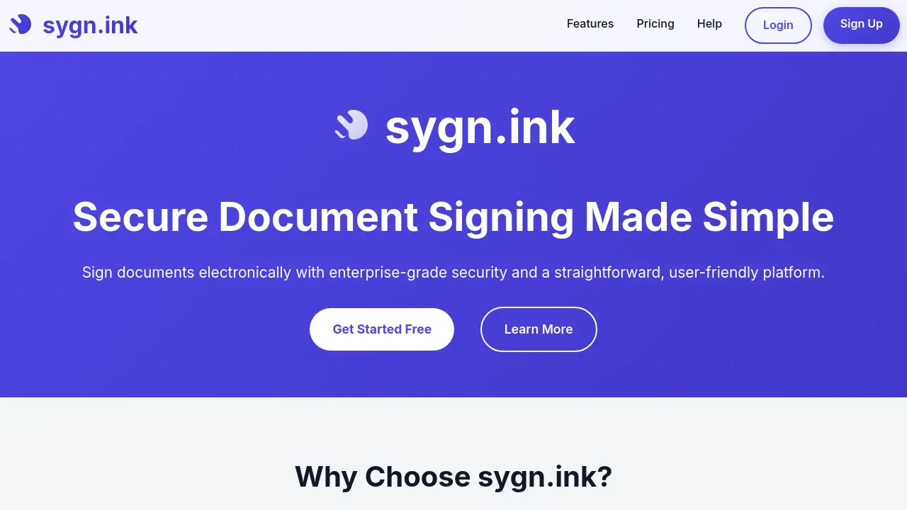 Screenshot of sygn.ink