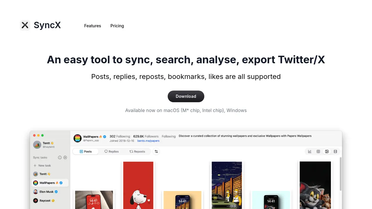 Screenshot of SyncX