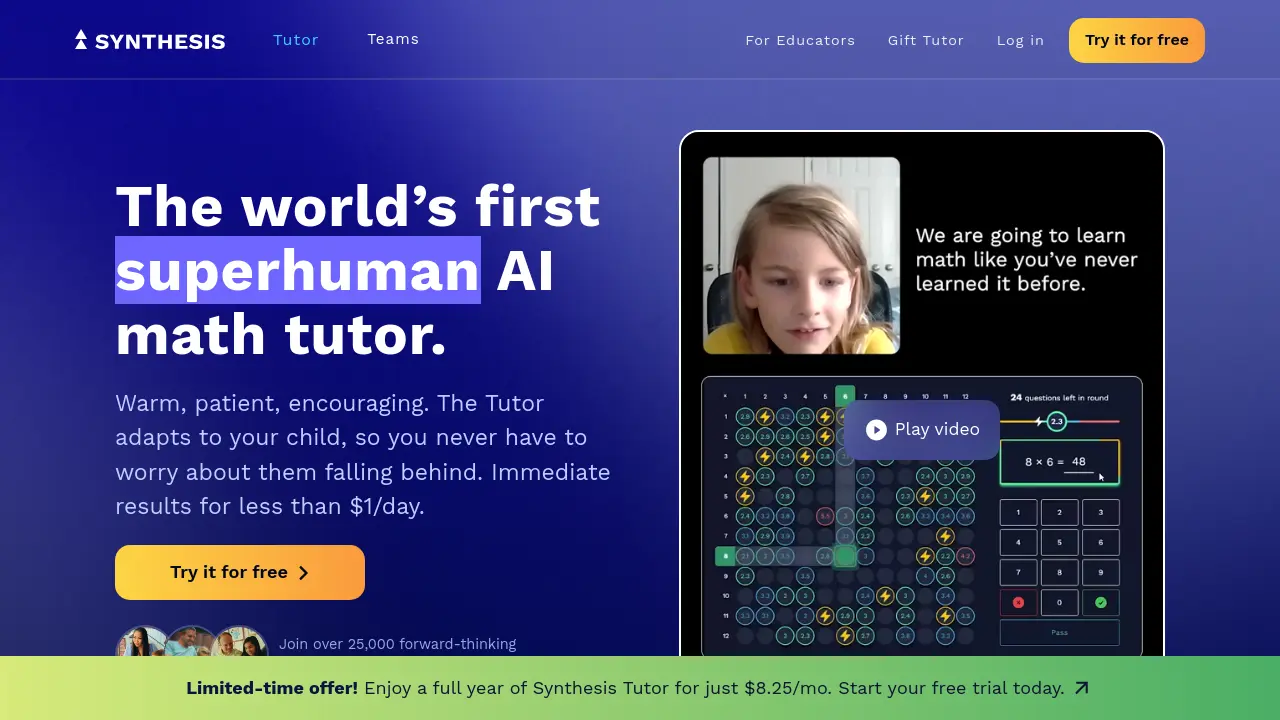 Screenshot of Synthesis Tutor
