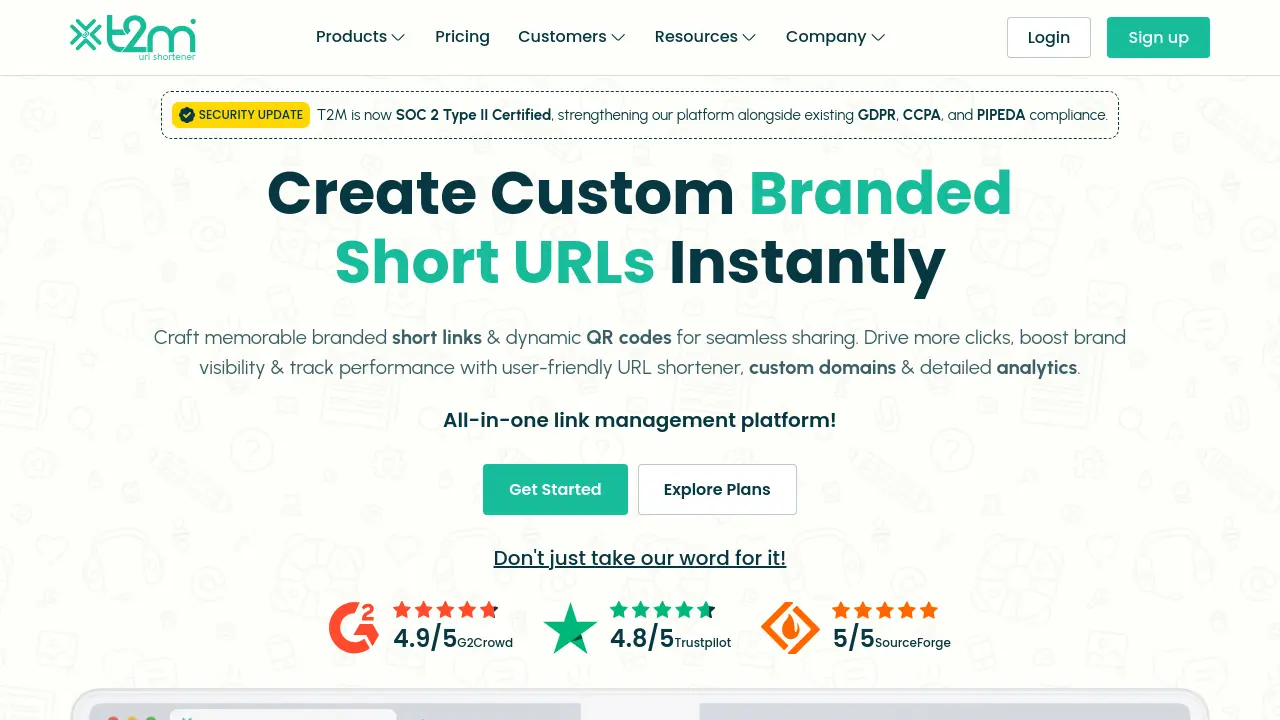 Screenshot of T2M URL Shortener