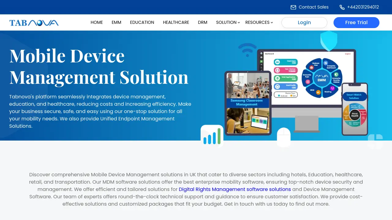 Screenshot of Tabnova Mobile Device Management Solution
