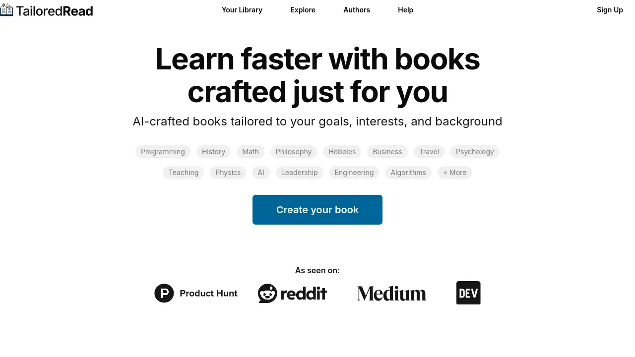 Screenshot of TailoredRead