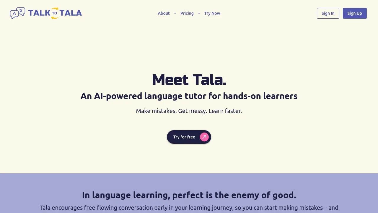 Screenshot of Tala