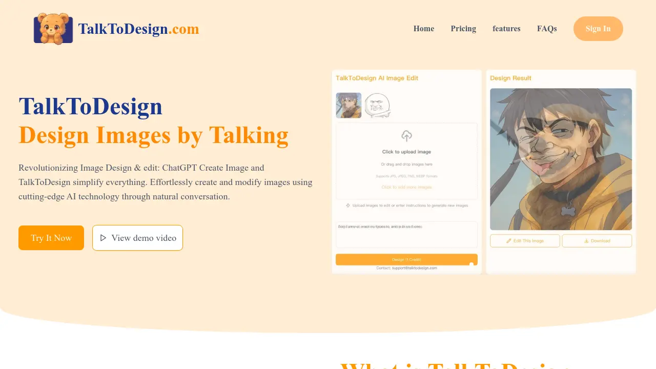 Screenshot of TalkToDesign