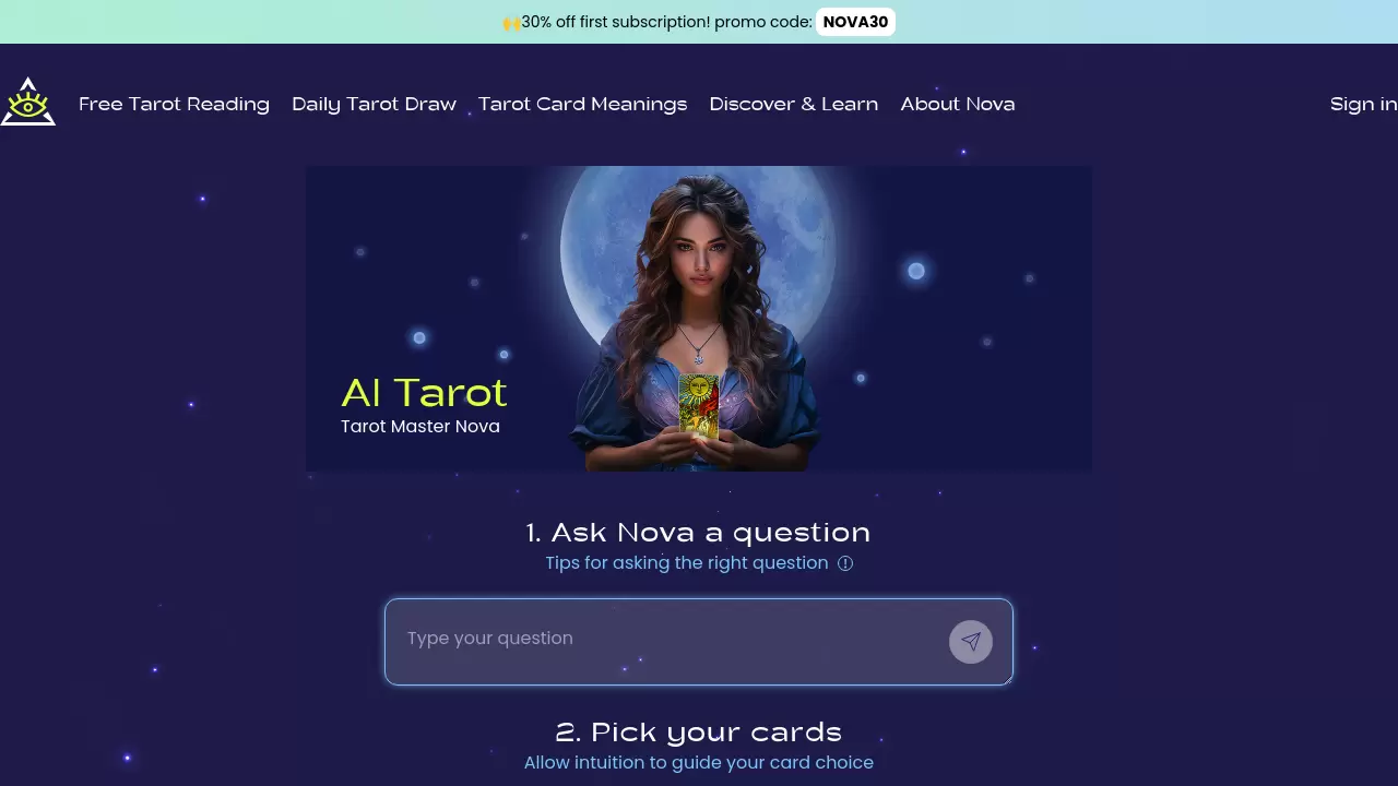 Screenshot of Tarot Master Nova