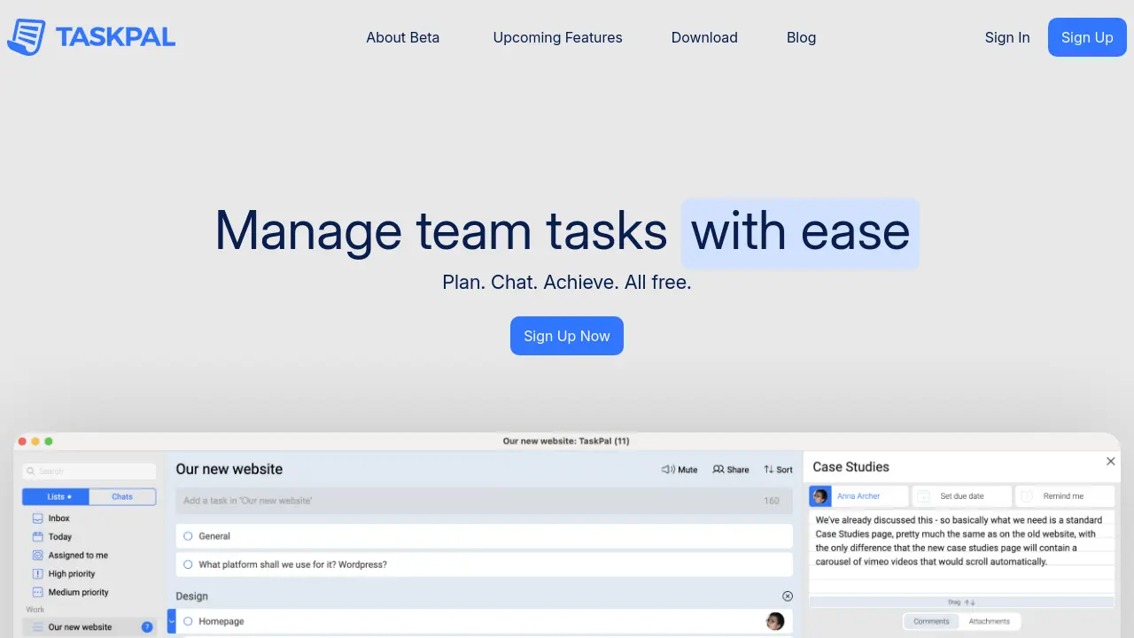 Screenshot of Taskpal