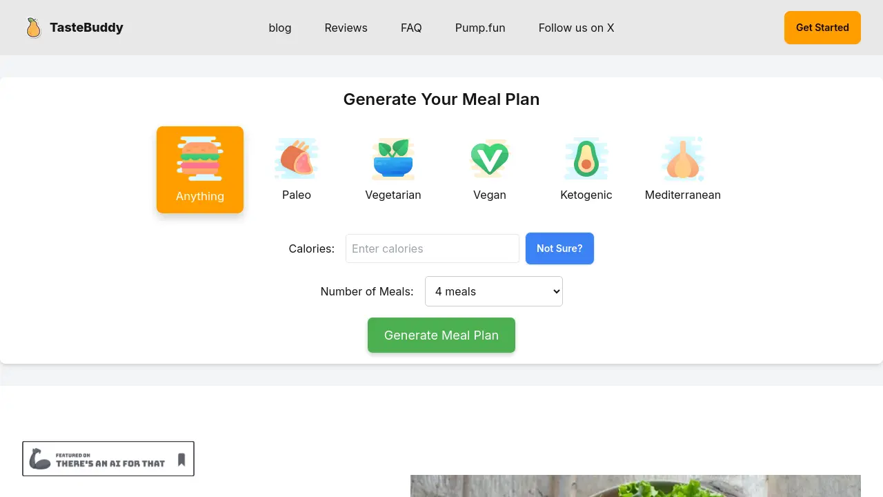 Screenshot of TasteBuddy
