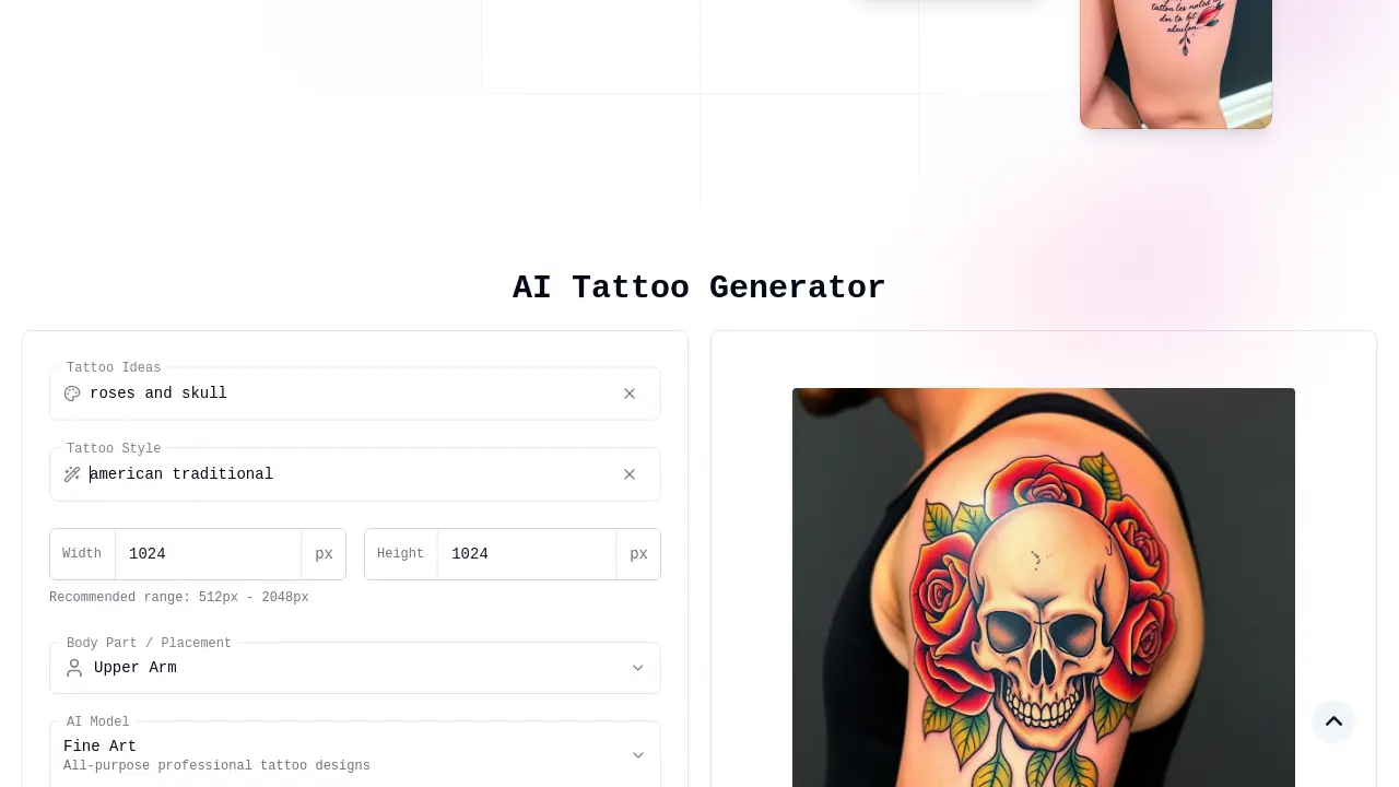 Screenshot of TattooGen.ai