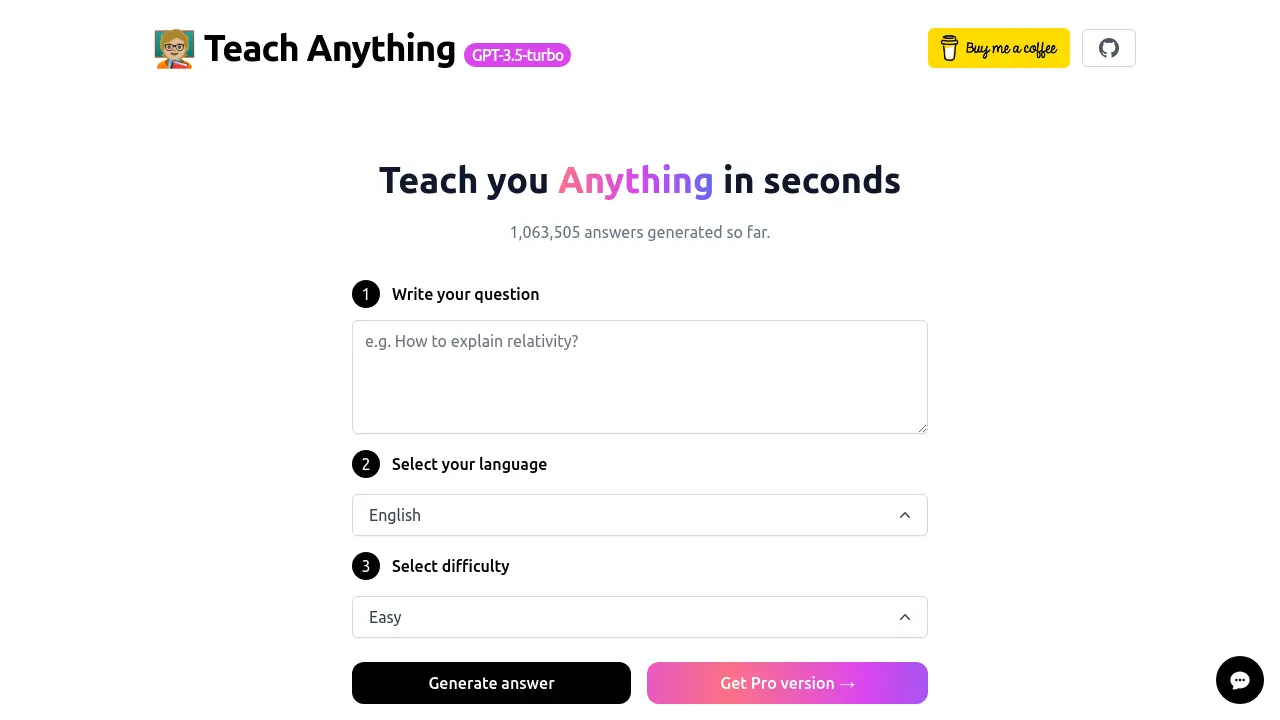 Screenshot of Teach Anything