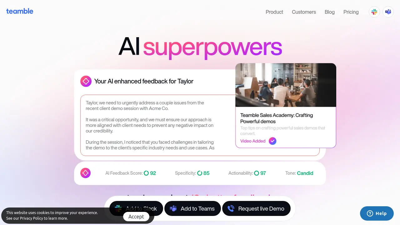 Screenshot of Teamble