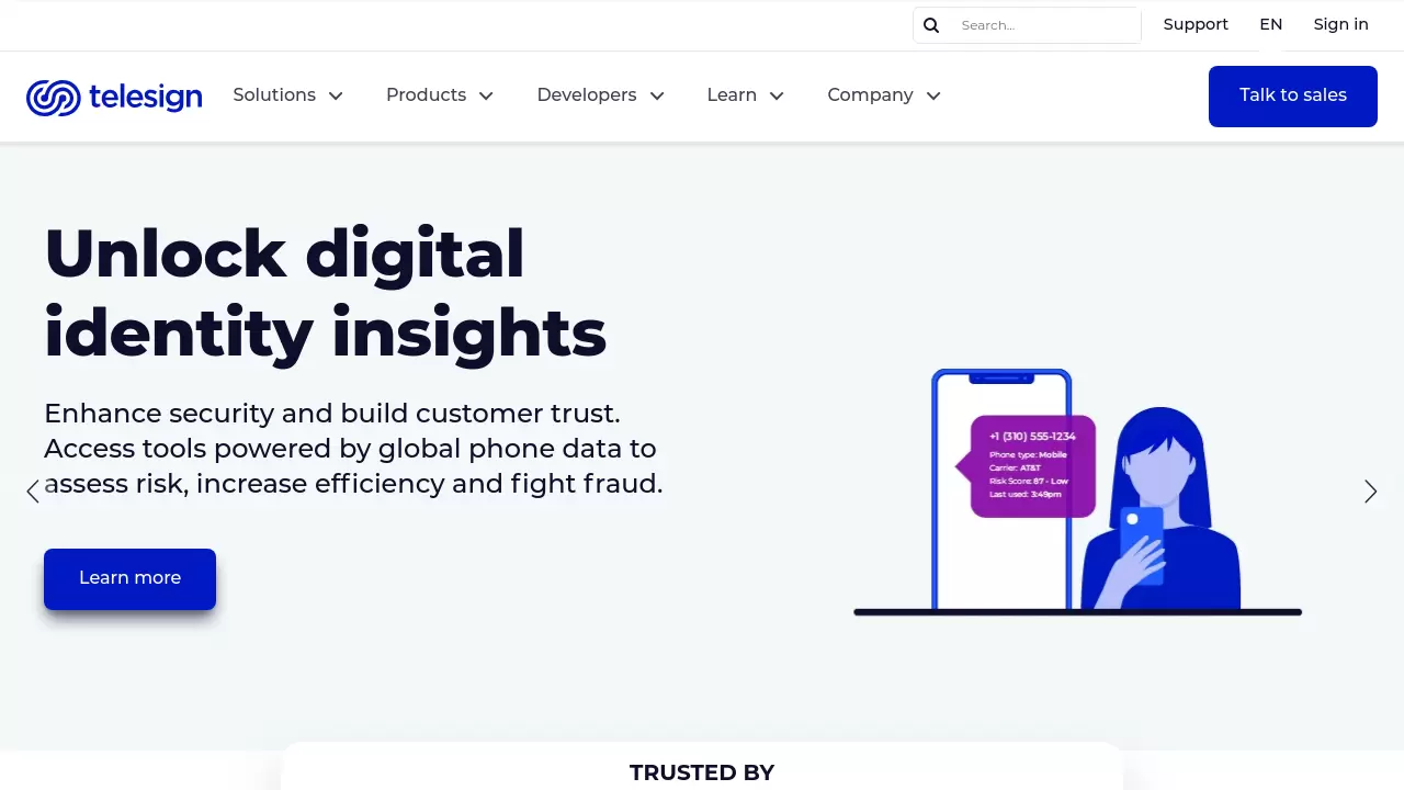 Screenshot of Telesign