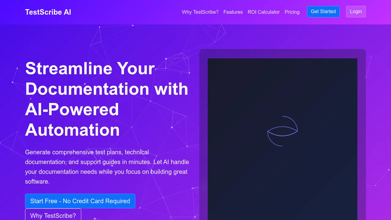 Screenshot of TestScribe AI