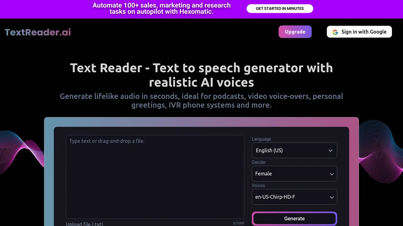 Screenshot of Text Reader