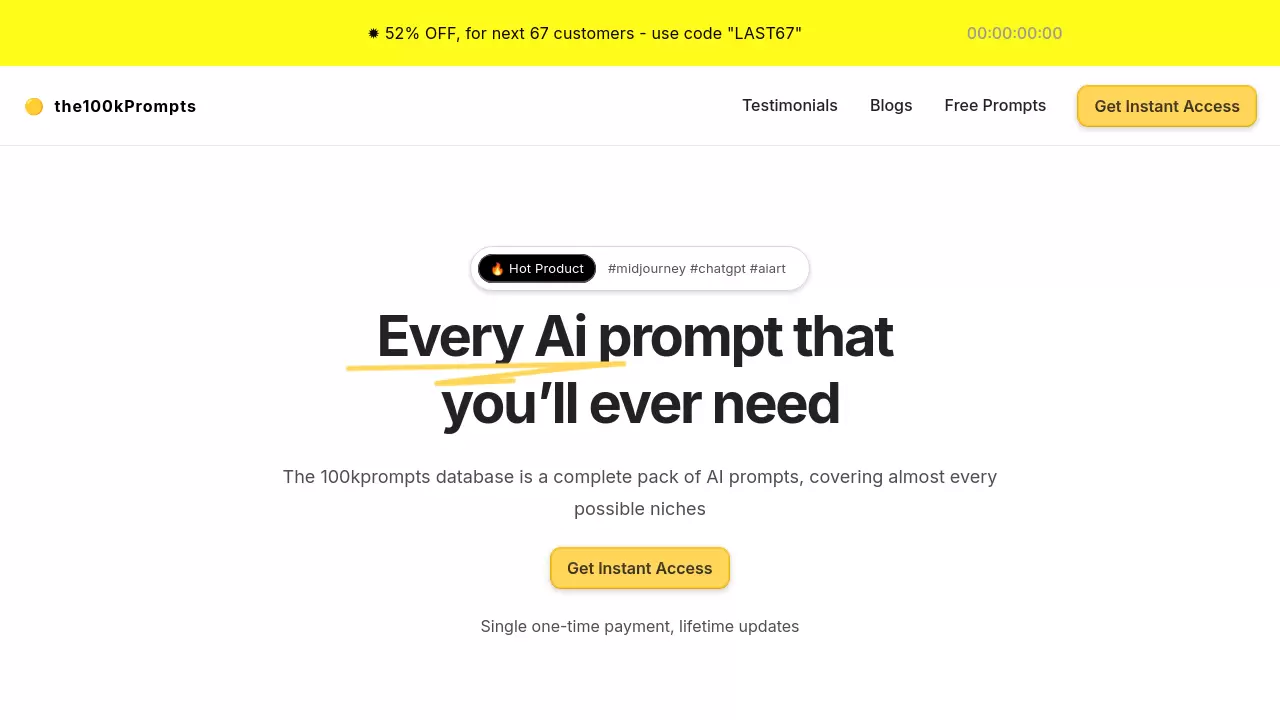 Screenshot of the100kPrompts