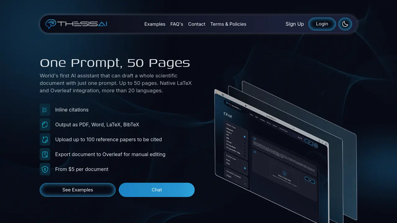 Screenshot of ThesisAI