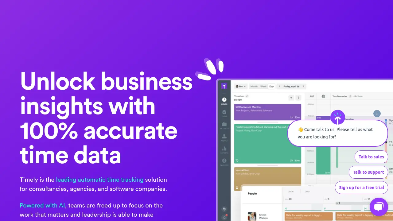 Screenshot of Timely
