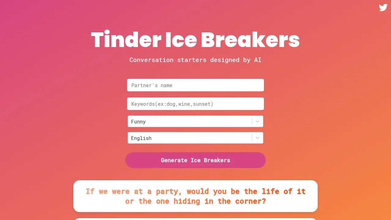Screenshot of Tinder Ice Breakers
