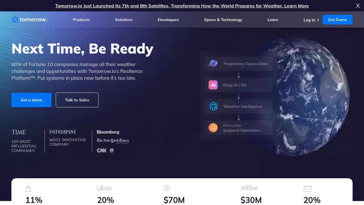 Screenshot of Tomorrow.io
