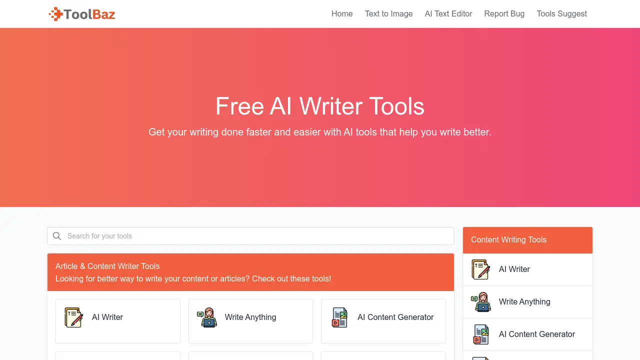 Screenshot of ToolBaz