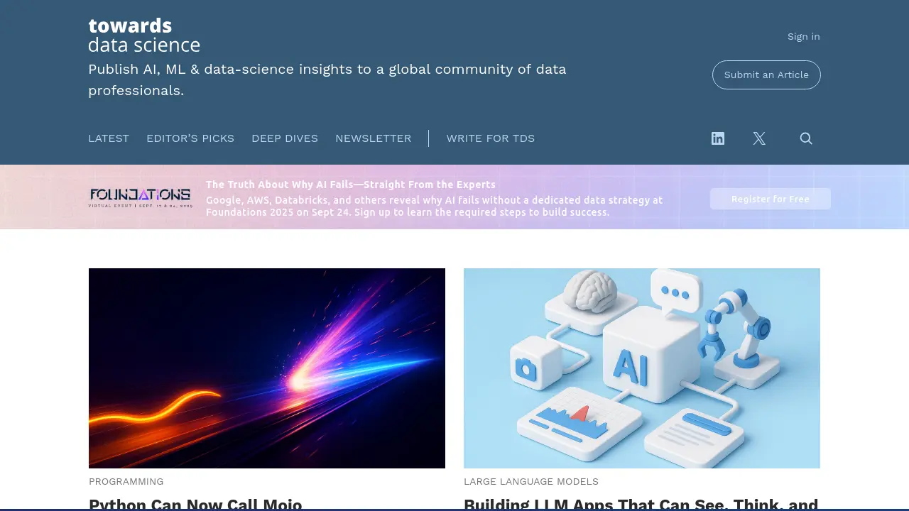 Screenshot of Towards Data Science