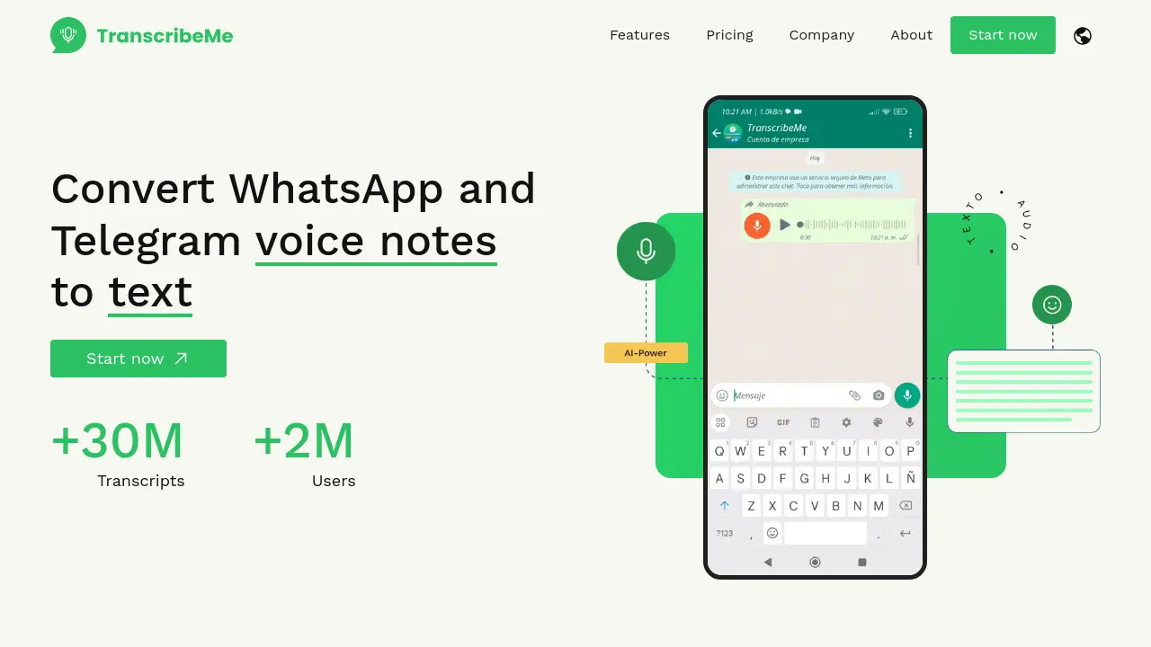 Screenshot of TranscribeMe
