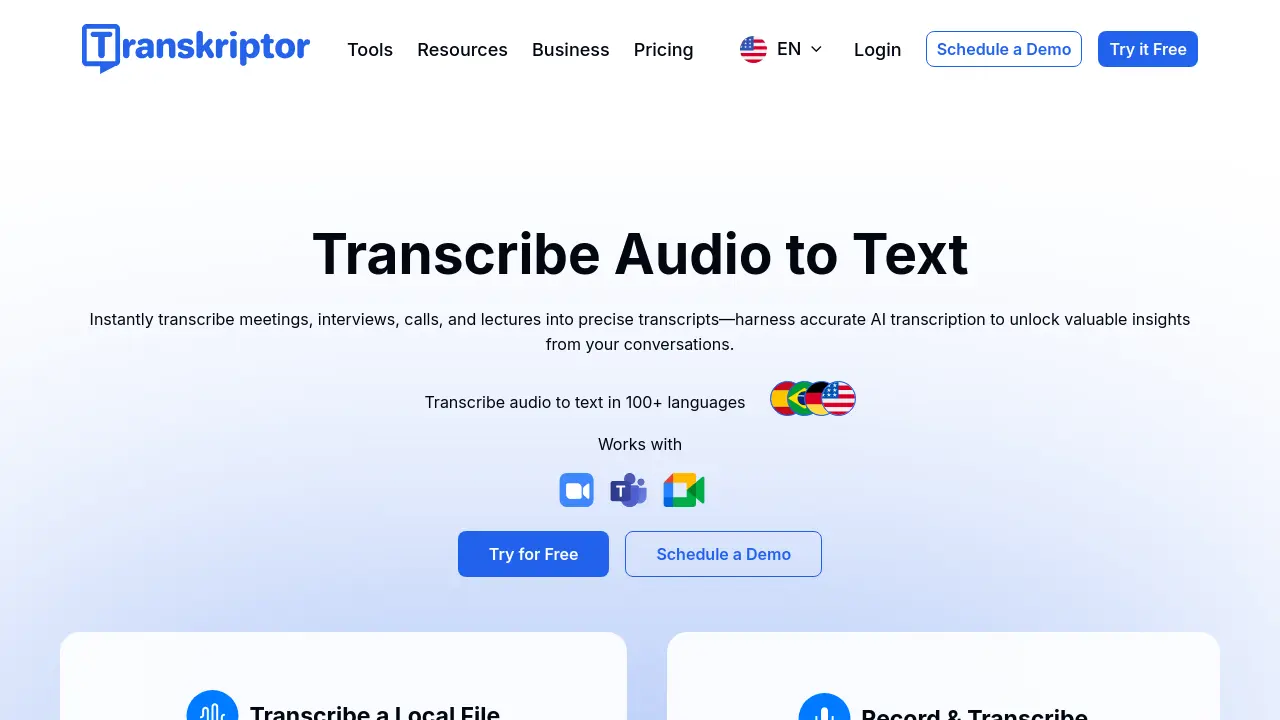 Screenshot of Transkriptor