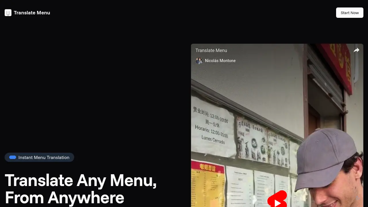 Screenshot of Translate Menu