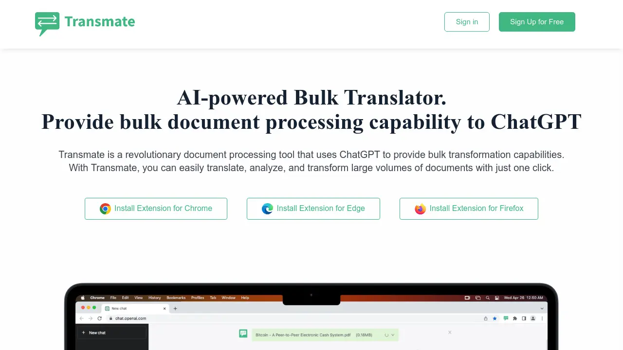Screenshot of Transmate