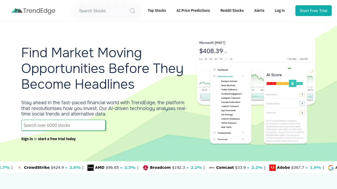 Screenshot of TrendEdge