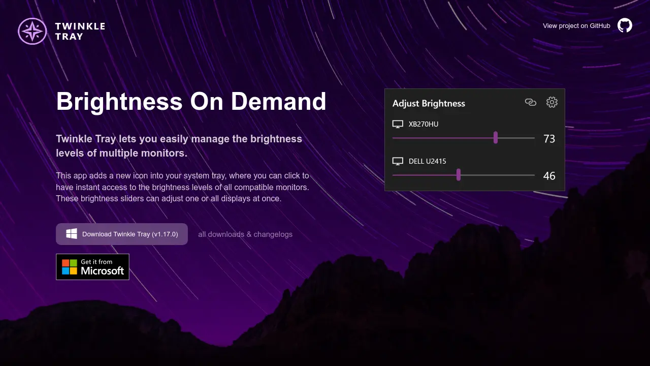 Screenshot of Twinkle Tray
