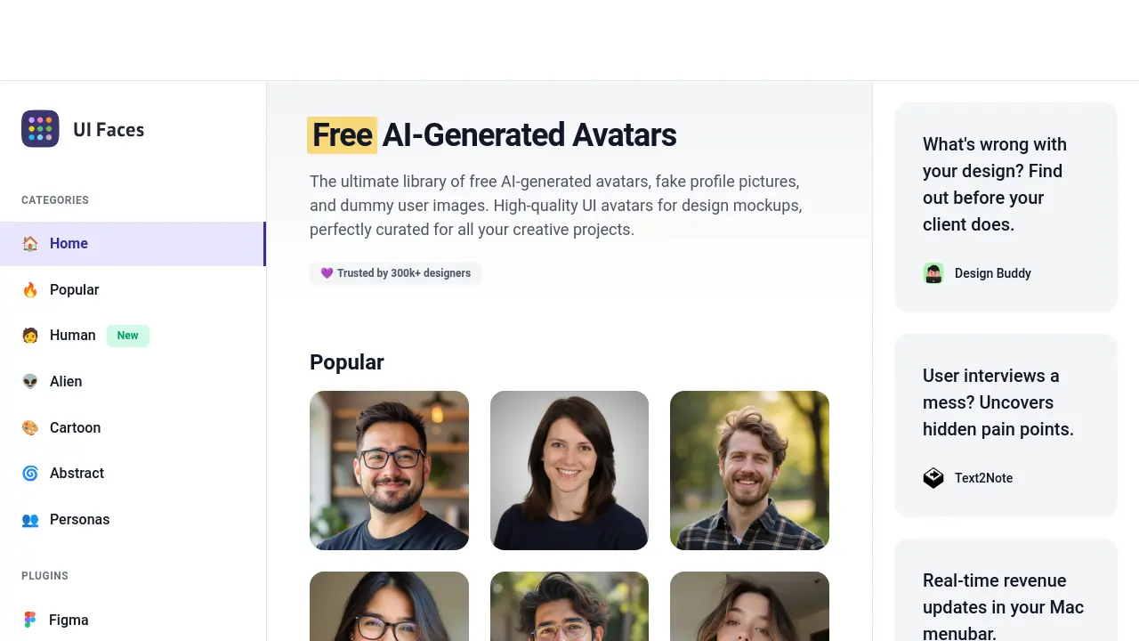 Screenshot of UI Faces