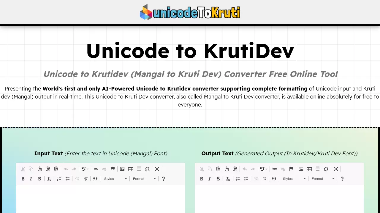 Screenshot of Unicode to KrutiDev