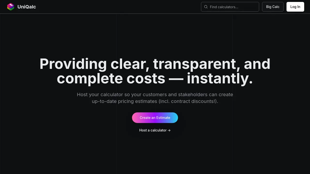 Screenshot of UniQalc