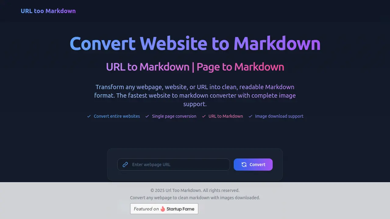 Screenshot of Url Too Markdown