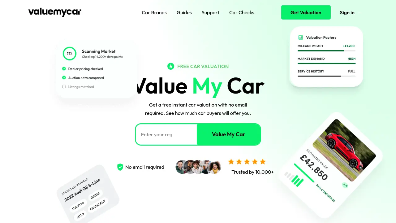 Screenshot of Value My Car