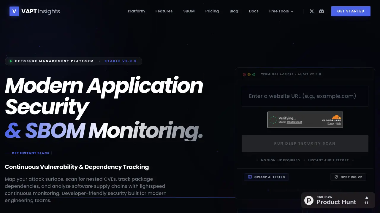 Screenshot of VAPT Insights