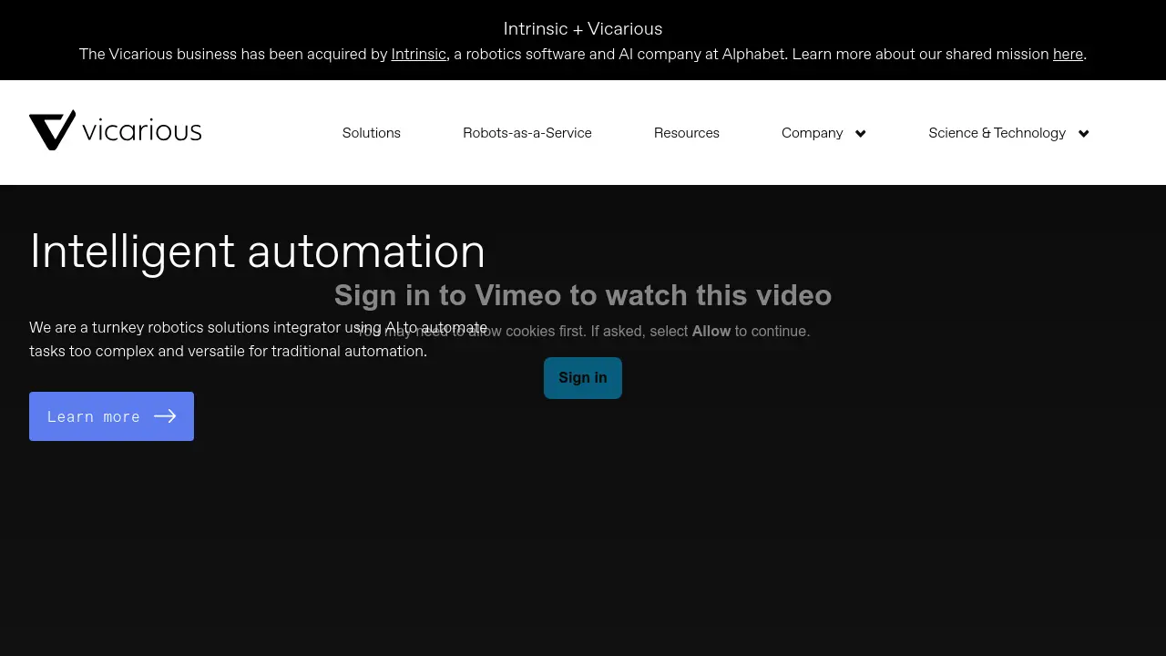 Screenshot of Vicarious
