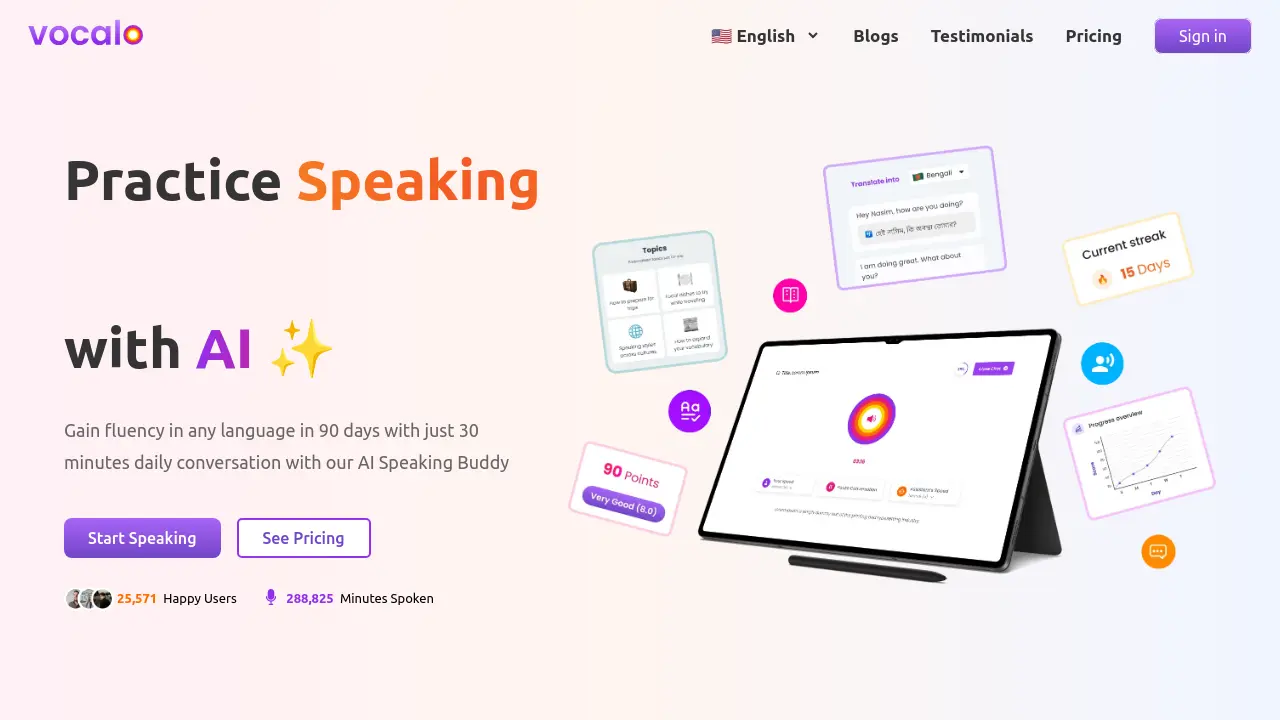 Screenshot of Vocalo.ai