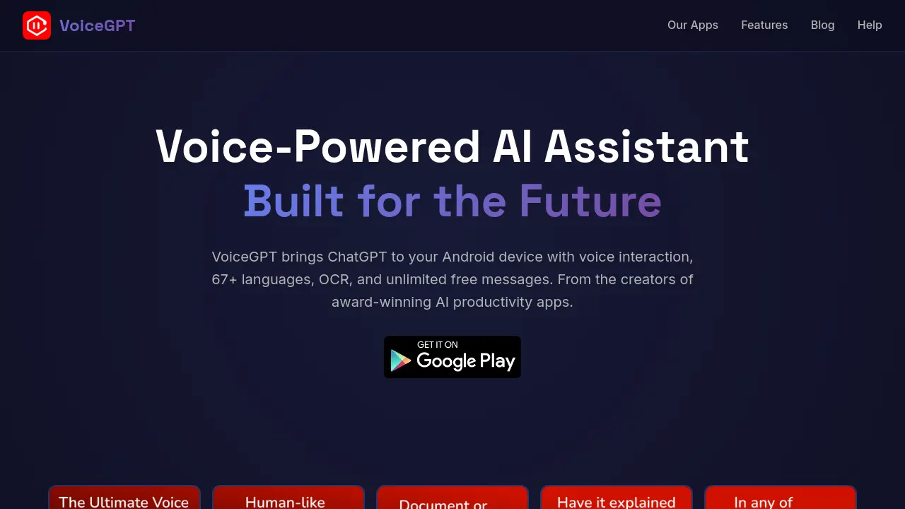 Screenshot of VoiceGPT